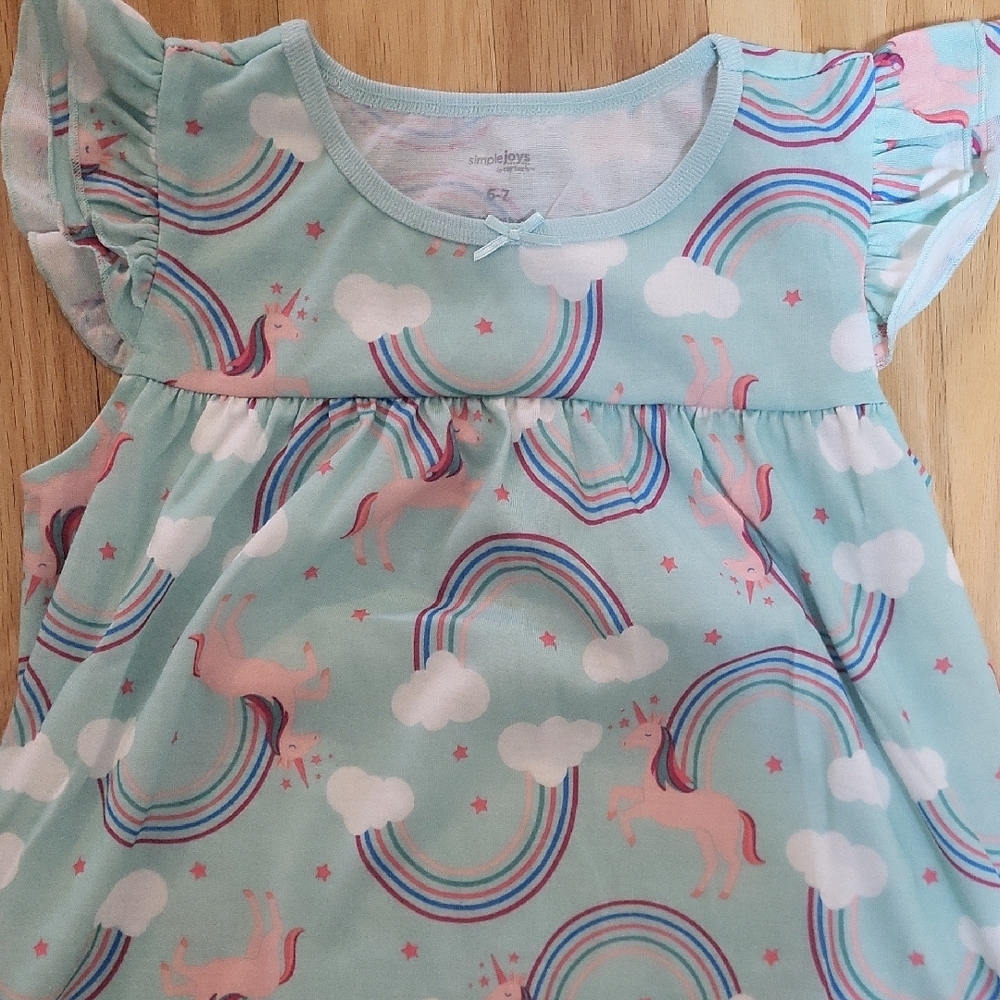 NWOT Carter's Blue Unicorn and Rainbow Nightgown - Picture 3 of 5